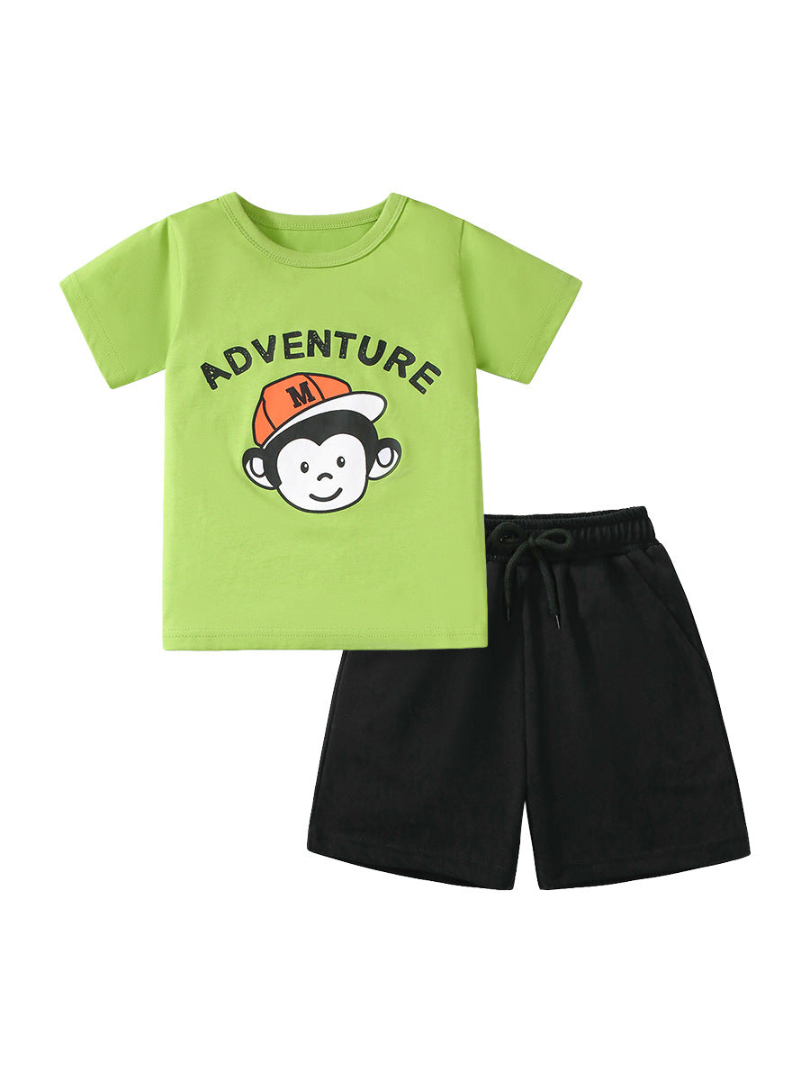 Summer Cartoon Cotton Short Sleeve Boys' Set