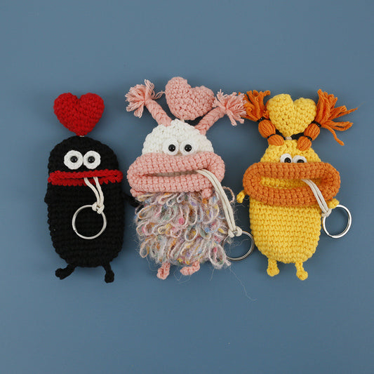 Handcrafted Cartoon Key Pouch Breathable Yarn Key Holder