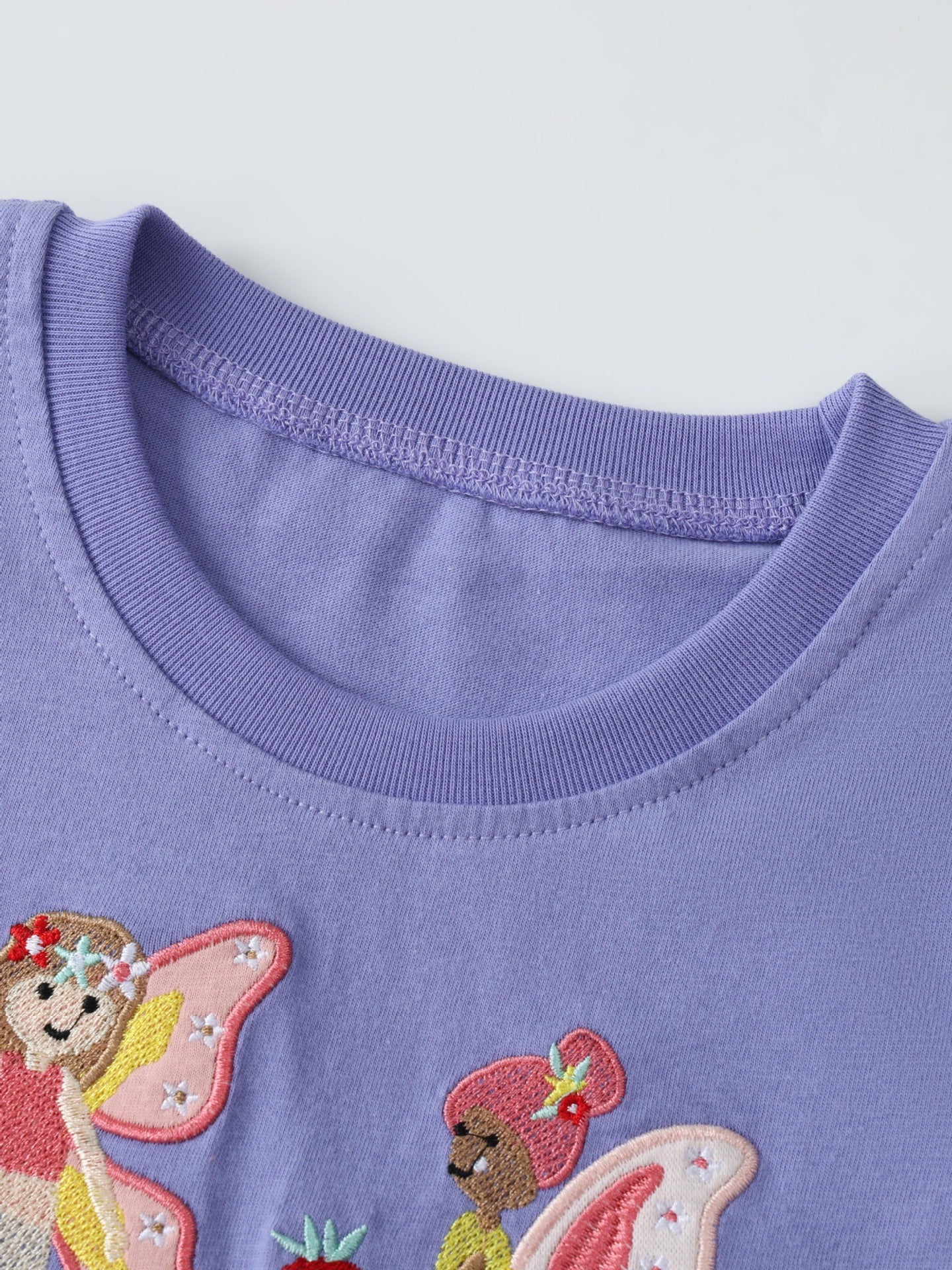 Violet Butterfly Embroidered Kids T-Shirt