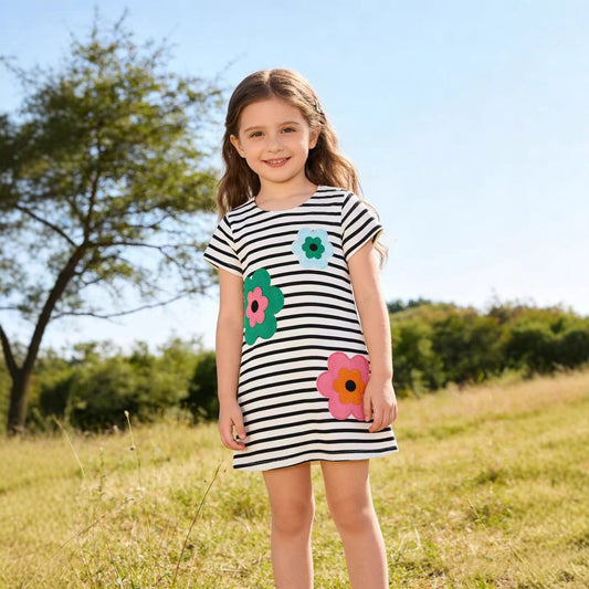 Cartoon Embroidered Princess Dress for Girls