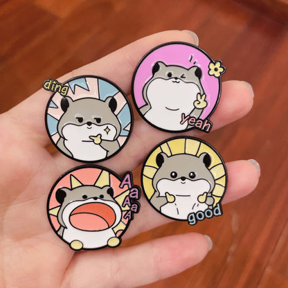 Cute Hamster Selfie Brooch Cartoon Animal Metal Badge Gift