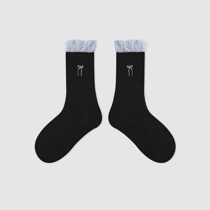 Kids Mid Calf Animal Embroidered Cotton Socks