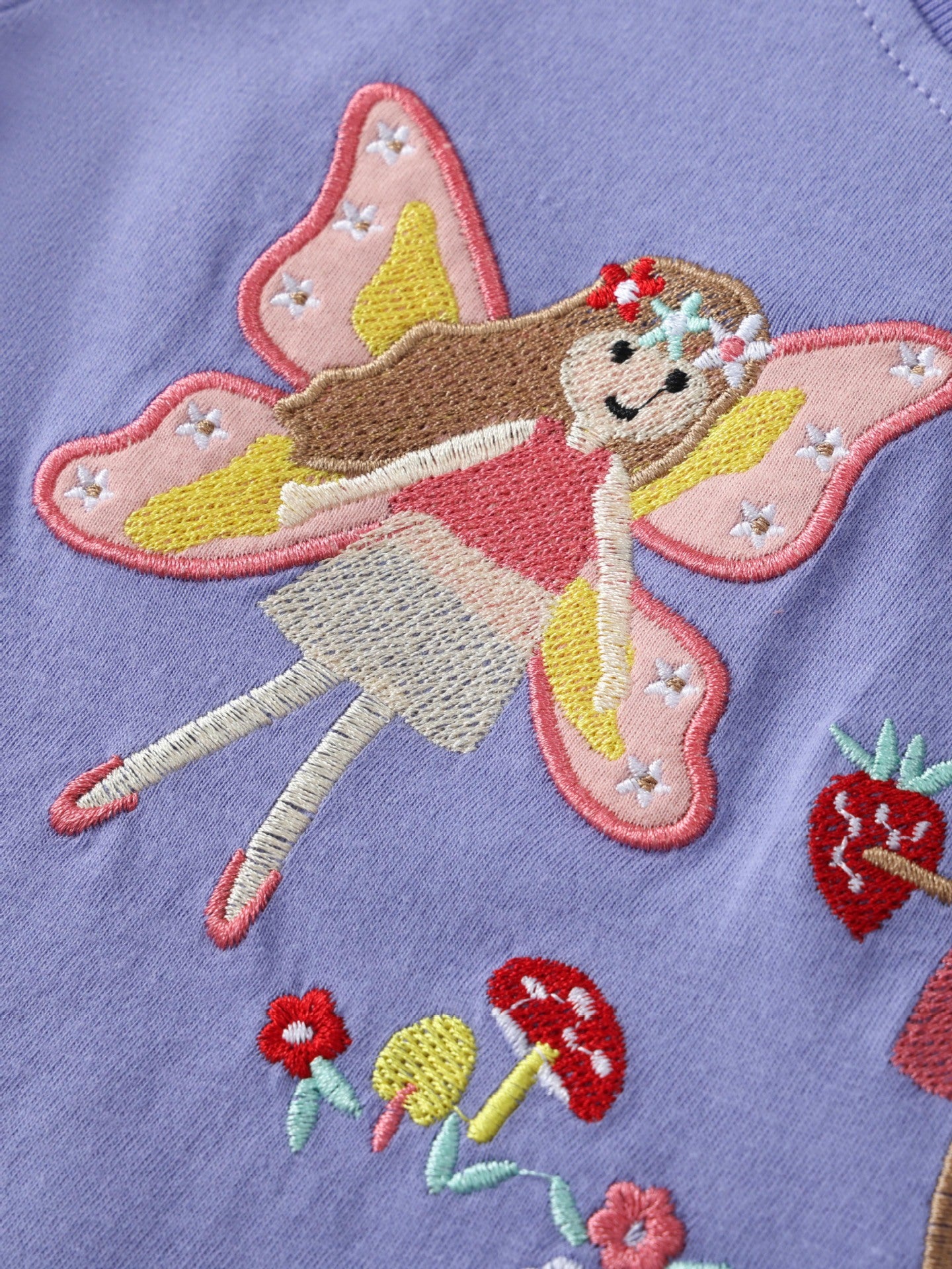 Violet Butterfly Embroidered Kids T-Shirt
