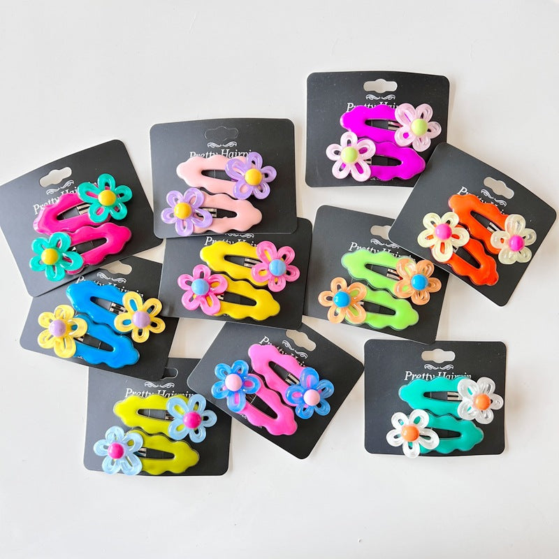 Colorful Wave Hair Clips for Kids - Cute Floral Design