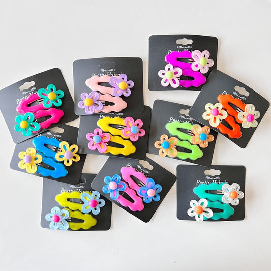 Colorful Wave Hair Clips for Kids - Cute Floral Design