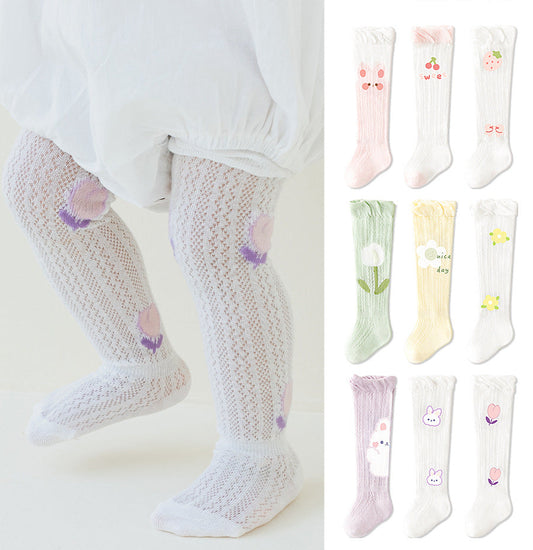 Baby Long Socks Cartoon Pattern Breathable Cotton Knee-High Socks
