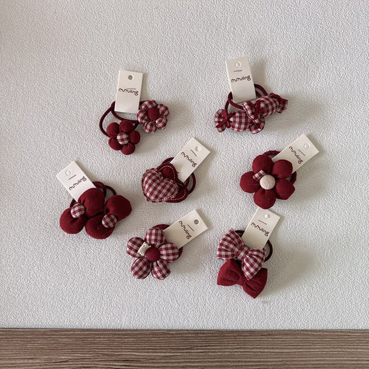 Vintage Checkered Floral Hair Bands for Kids