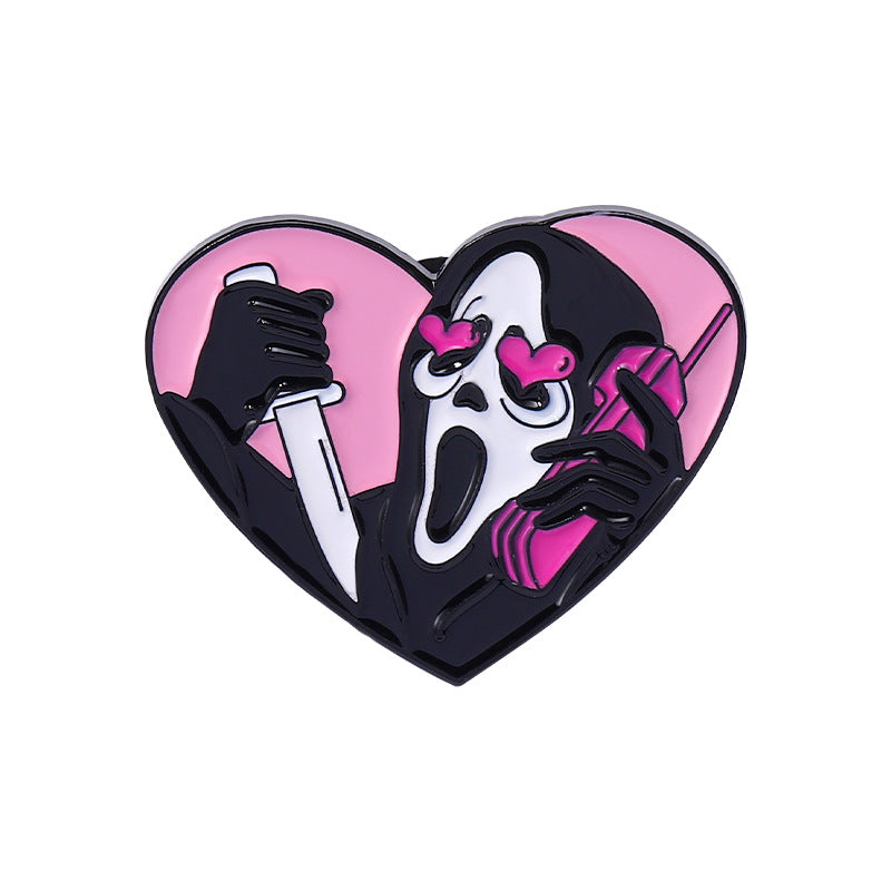 Pink Skull Bear Metal Brooch Geometric Cute Cat Pin