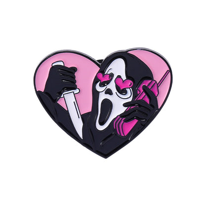Pink Skull Bear Metal Brooch Geometric Cute Cat Pin