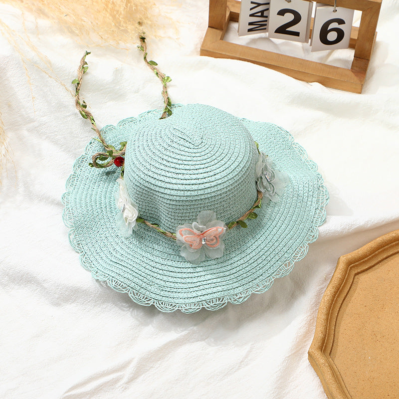 Woven Beach Bag with Butterfly Tassels for Girls