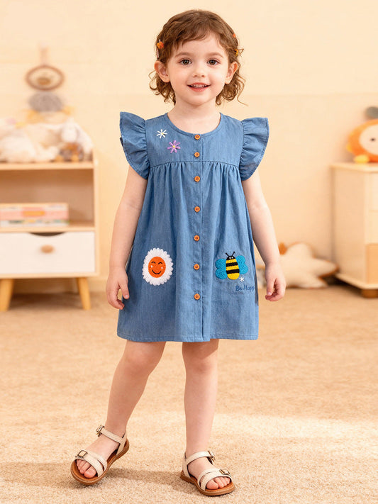 Summer Denim Dress Cute Cartoon Style