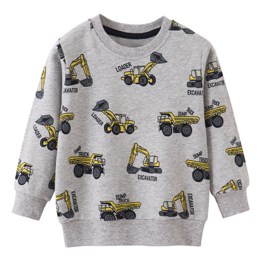 Cartoon Print Cotton Sweatshirt for Boys