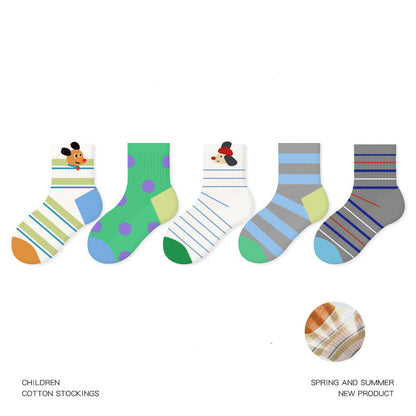 Kids Cotton Socks Cute Bunny Grid Breathable Mesh