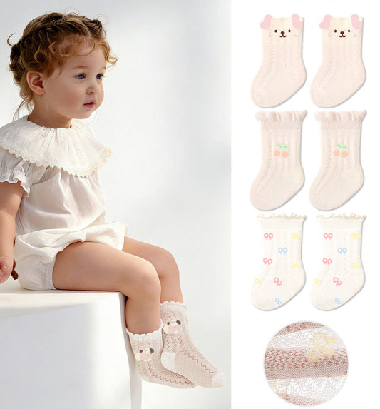 Cartoon Baby Socks Breathable Cotton Mid-Calf Socks
