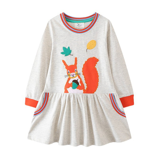 Girls' Princess Dress Cartoon Knit Long Sleeve Dress