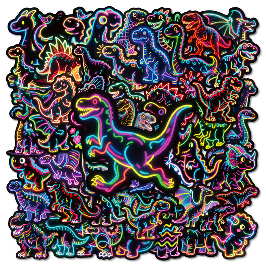 Sticker Pack Neon Dinosaur Doodle Self Adhesive Cute