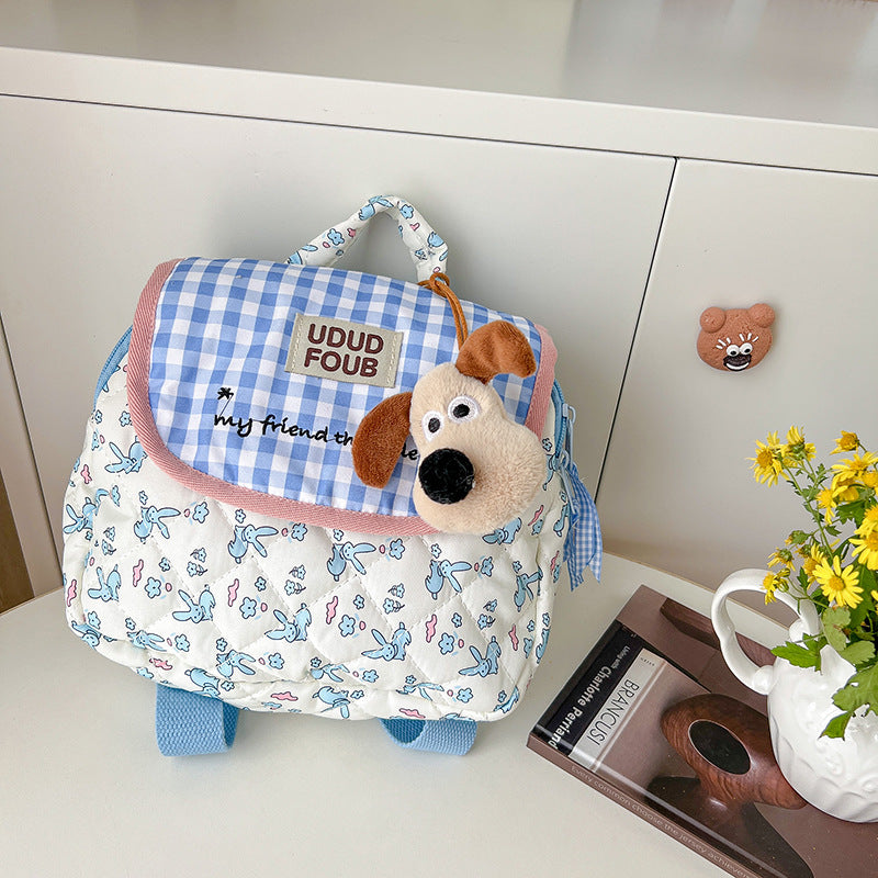 Cute Dog Quilt Kids Backpack Stylish Casual Daypack