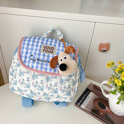 Cute Dog Quilt Kids Backpack Stylish Casual Daypack