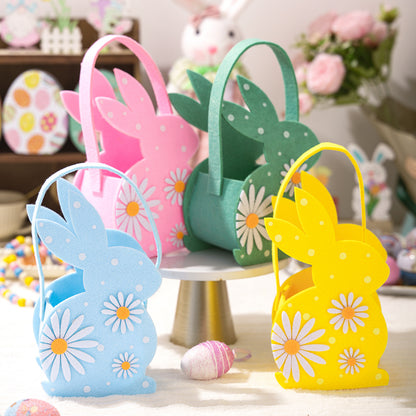 Easter Bunny 3D Felt Basket Cute Rabbit Tote Bag