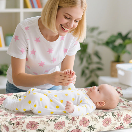 Cotton Baby Changing Pad Cover Leaves Pattern