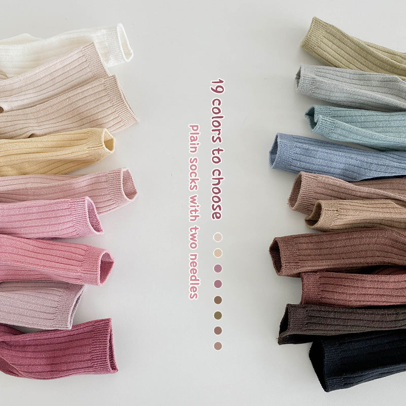 Kids Socks Solid Double Needle Breathable Ankle