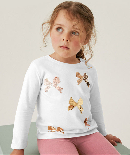 Trendy Girls' Long Sleeve T-Shirt with Animal Print