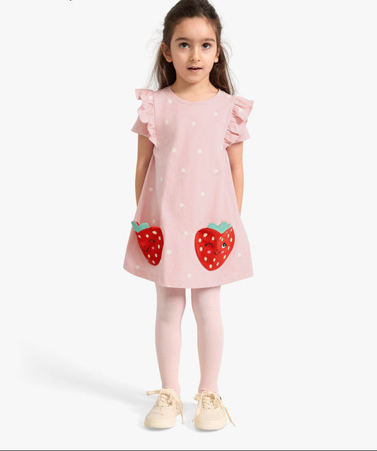 Princess Style Cotton Dress for Girls with Cartoon Print