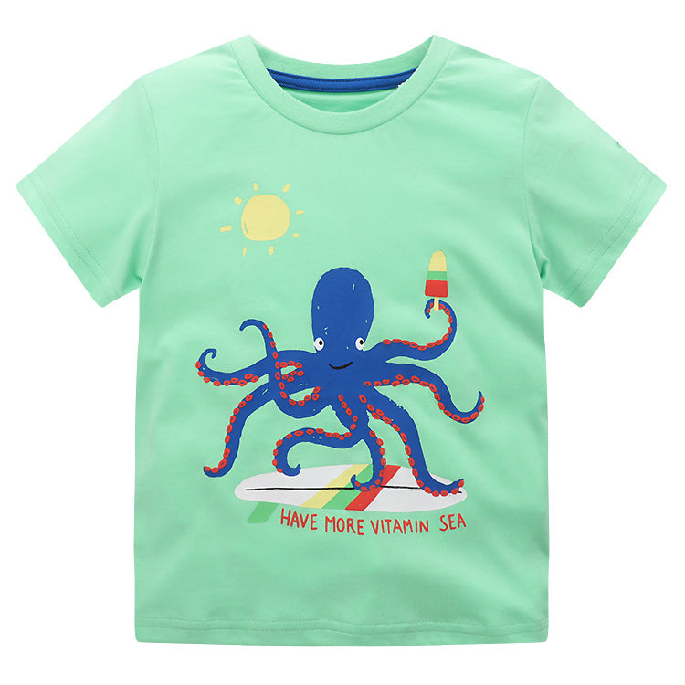 Kids Cartoon Cotton Short Sleeve T-Shirt