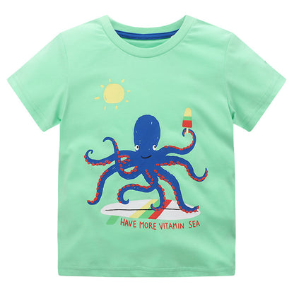 Kids Cartoon Cotton Short Sleeve T-Shirt