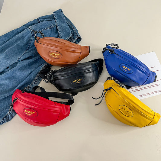 Retro Kids Crossbody Bag Fashionable Letter Waist Bag