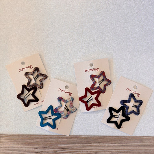 Star Pattern Children's Hair Clips Color Block Design Metal Hair Accessories