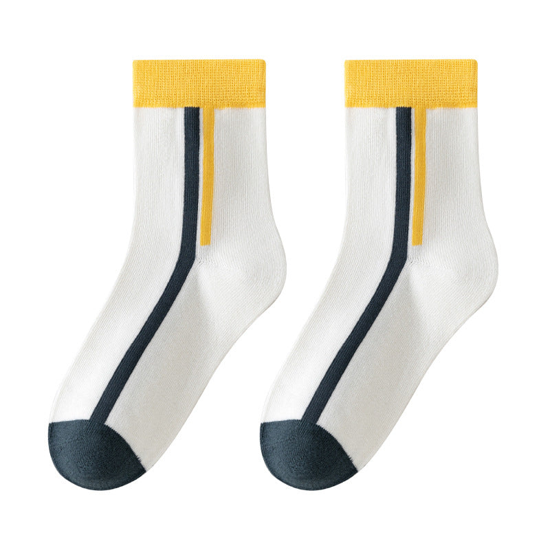 Color Block Cotton Mid-Calf Basketball Socks for Kids
