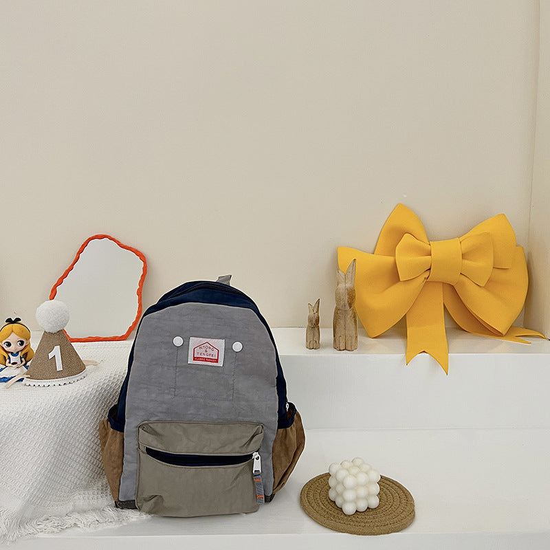 Kids Canvas Backpack Casual Lightweight Double Shoulder Bag