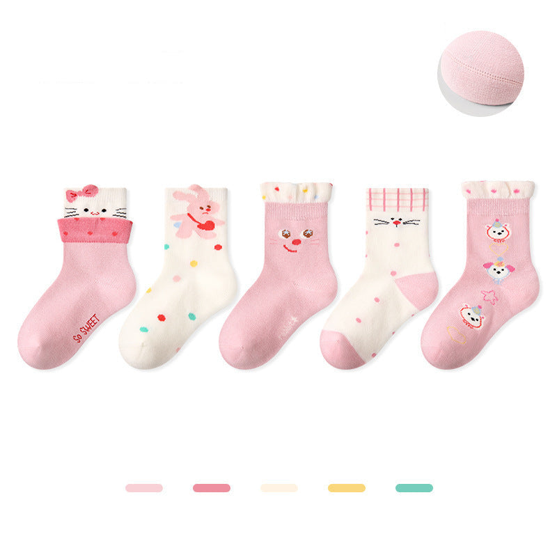 Kids Dot Colorblock Seamless Cotton Sport Socks