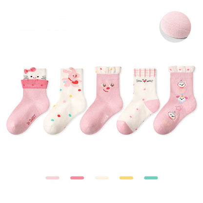 Kids Dot Colorblock Seamless Cotton Sport Socks