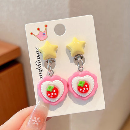 Cute Cartoon Bear Clip-On Earrings for Kids