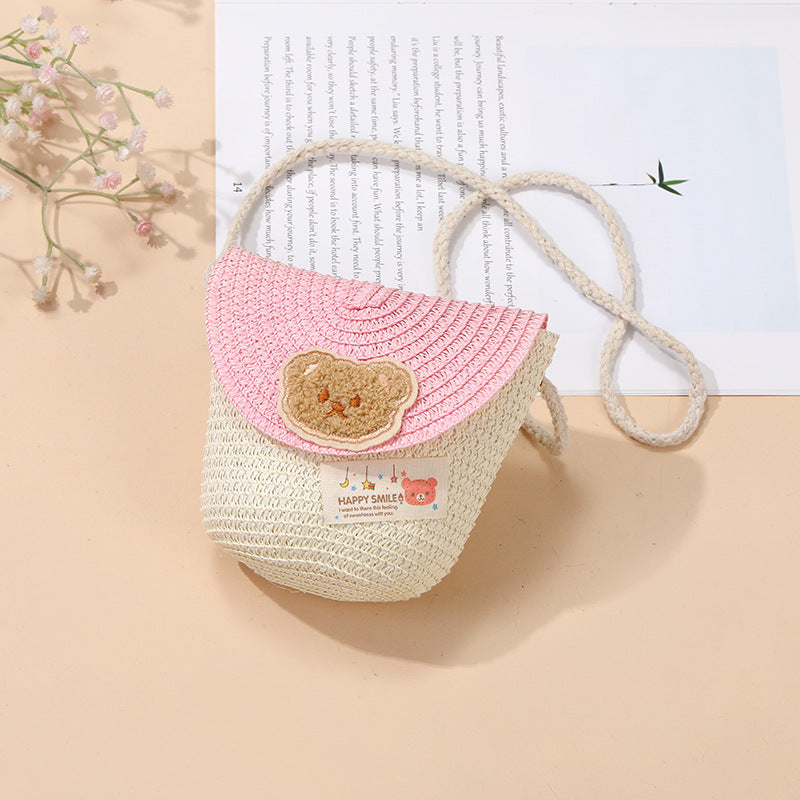 Cute Summer Children's Crossbody Woven Bag with Animal Patterns