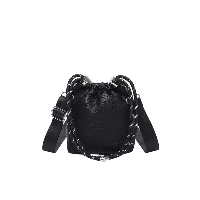 Trendy Drawstring Bucket Bag Leopard Print Mini Shoulder Bag