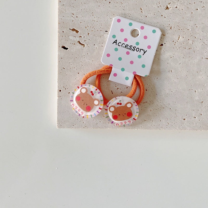 Cartoon Print Acrylic Hair Ties for Kids