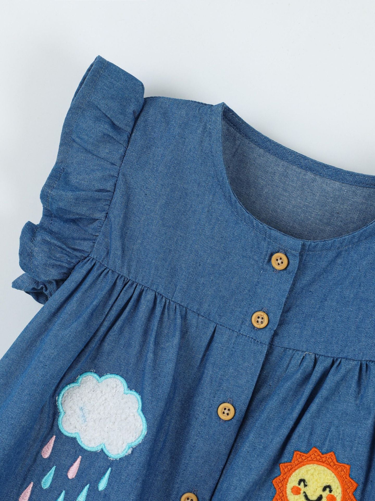Trendy Denim A-Line Dress with Cute Floral Design
