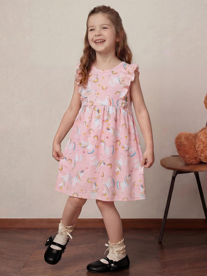 Summer Cute Cartoon A-Line Dress for Toddler Girls