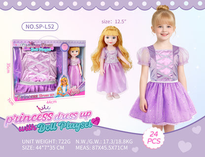 Princess Doll Dress-Up Playset - 32cm Rubber Doll Toy