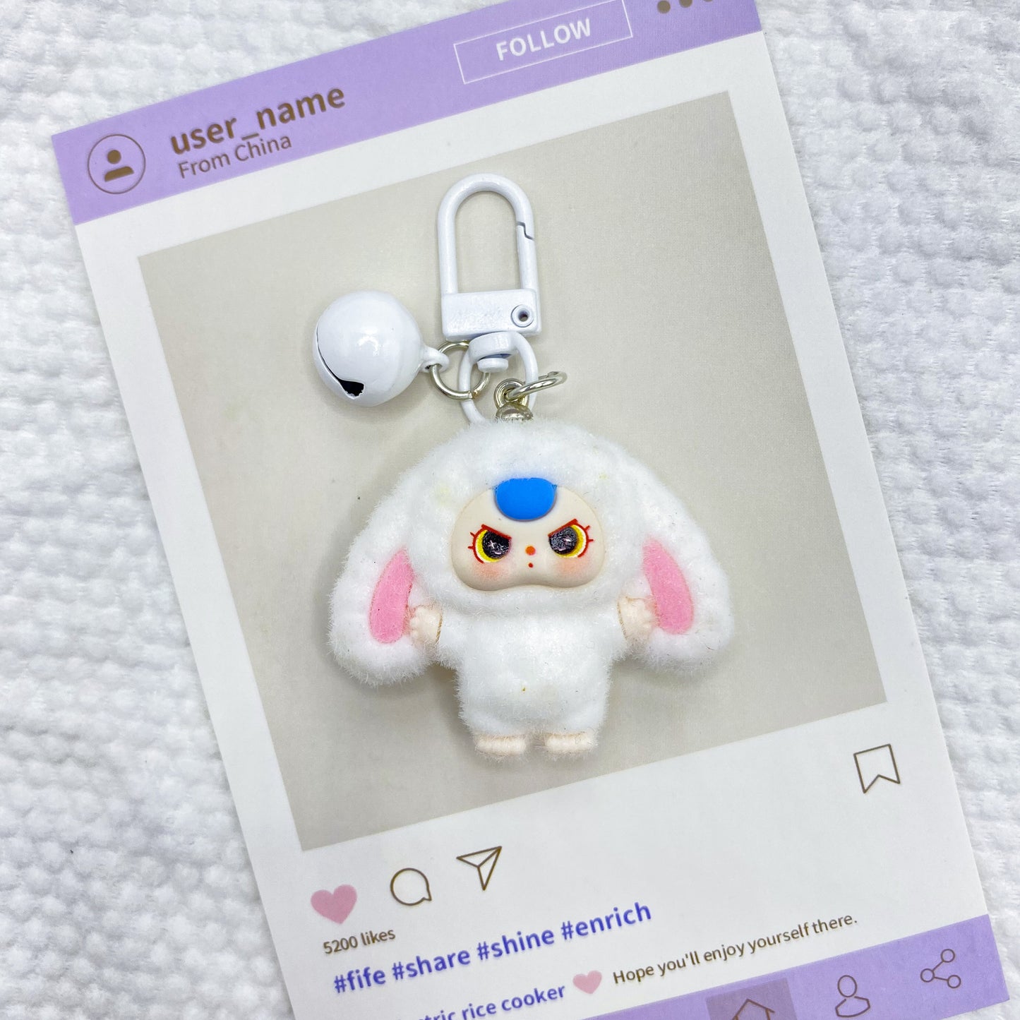 Cute Plush Bunny Keychain Bag Charm - DIY Accessory