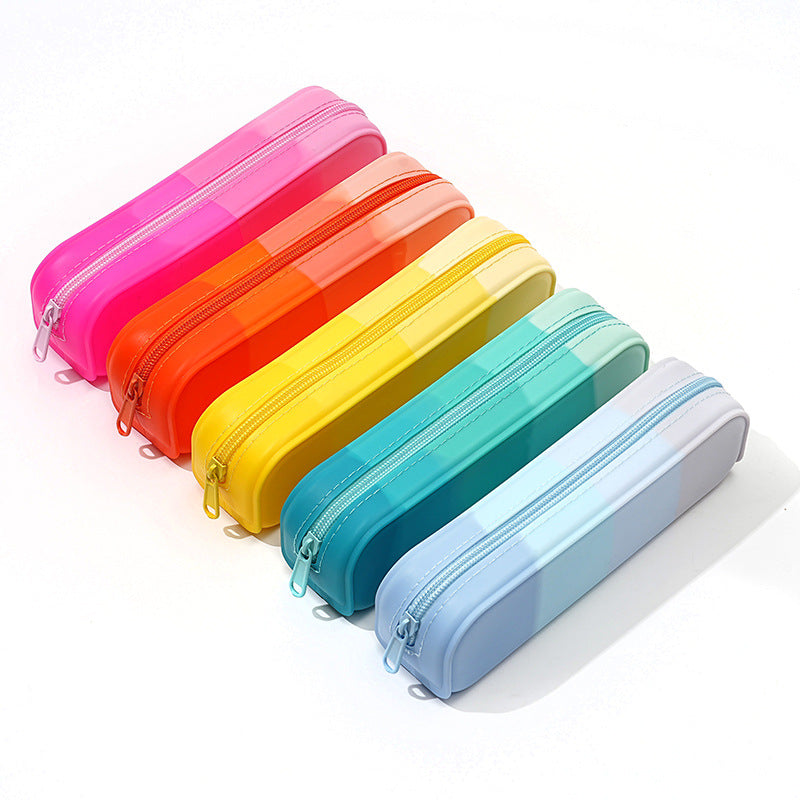 Gradient Silicone Pencil Case Large Capacity 20cm