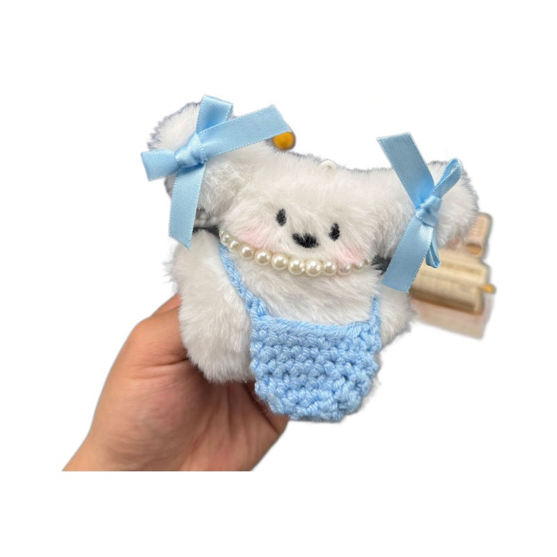Cute Plush Rabbit Backpack With Bow And Dog Keychain