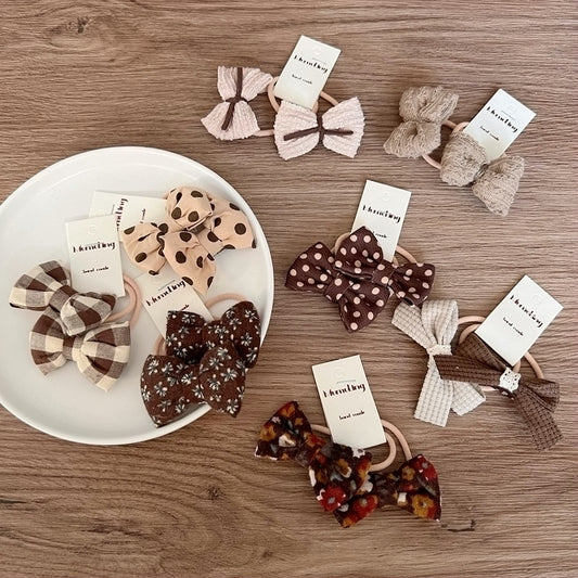 Flower Print Children's Hair Ties with Bow Hairbands