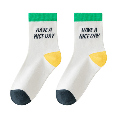 Color Block Cotton Mid-Calf Basketball Socks for Kids