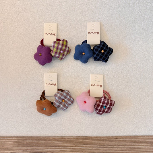 Children's Colorful Star Pattern Hair Ties Fabric Scrunchies