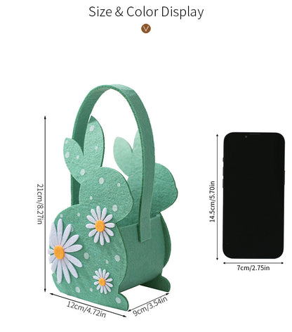 Easter Bunny 3D Felt Basket Cute Rabbit Tote Bag